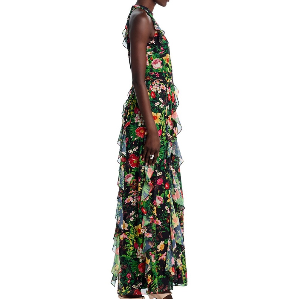 Aqua Floral Halter Maxi Dress - Picture 5 of 5